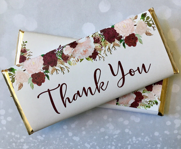 Wedding Floral Thank You Candy Bar Wrapper - Cathy's Creations - www.candywrappershop.com