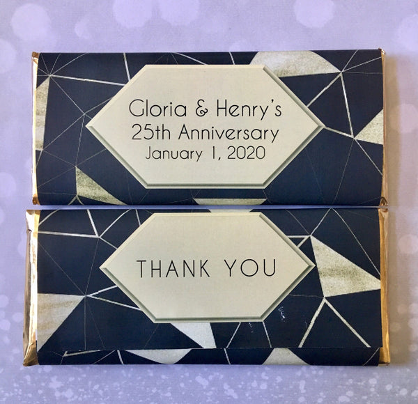 Black and Gold Geometric Candy Wrapper - Cathy's Creations - www.candywrappershop.com