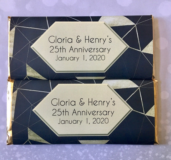 Black and Gold Geometric Candy Wrapper - Cathy's Creations - www.candywrappershop.com