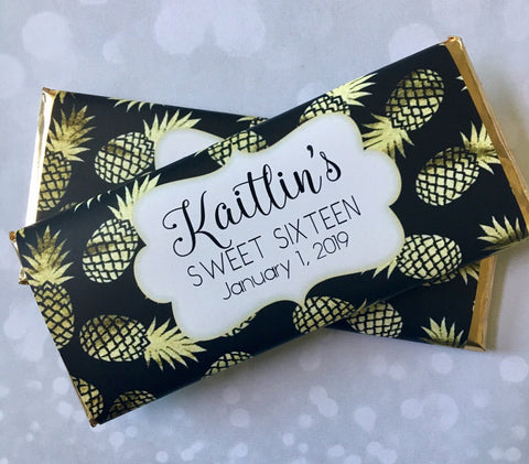 Gold Pineapple Candy Wrapper - Cathy's Creations - www.candywrappershop.com
