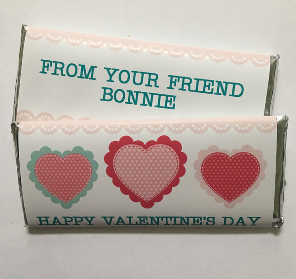 Valentine's Day Lace Hearts Candy Bar Wrapper - Cathy's Creations - www.candywrappershop.com