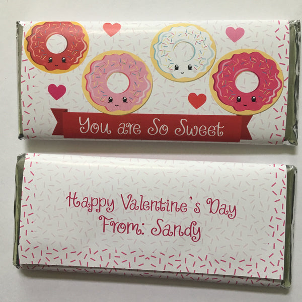 Valentine's Day Donut Cuties Candy Bar Wrapper - Cathy's Creations - www.candywrappershop.com