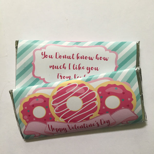 Donut Valentine's Day Candy Bar Wrapper - Cathy's Creations - www.candywrappershop.com