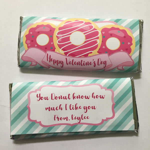 Donut Valentine's Day Candy Bar Wrapper - Cathy's Creations - www.candywrappershop.com
