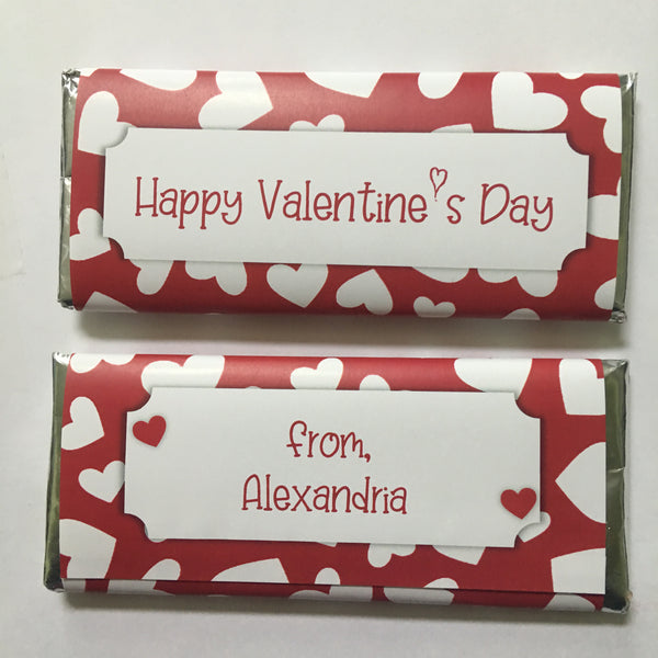 Valentine's Day Red Hearts Candy Bar Wrapper - Cathy's Creations - www.candywrappershop.com