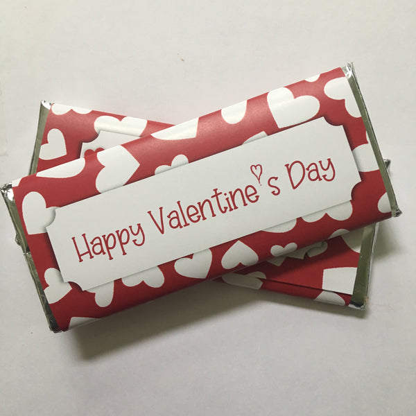 Valentine's Day Red Hearts Candy Bar Wrapper - Cathy's Creations - www.candywrappershop.com