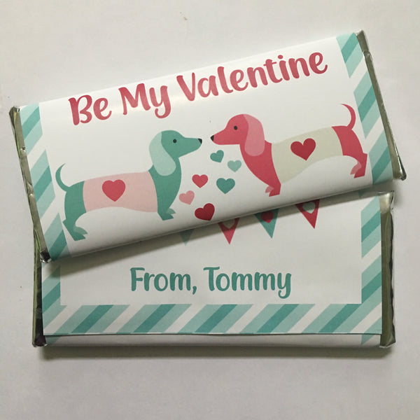 Valentine's Day Dachshund Candy Bar Wrapper - Cathy's Creations - www.candywrappershop.com
