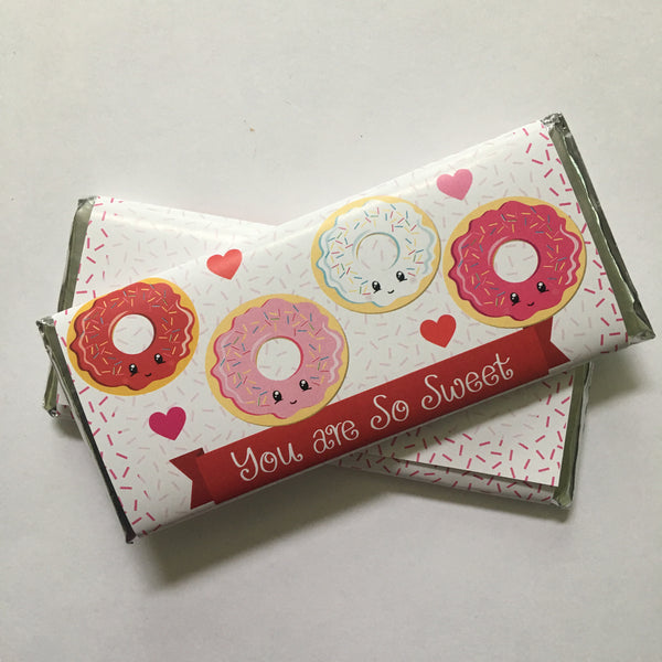 Valentine's Day Donut Cuties Candy Bar Wrapper - Cathy's Creations - www.candywrappershop.com