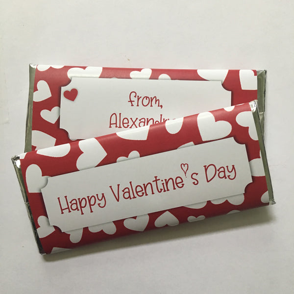 Valentine's Day Red Hearts Candy Bar Wrapper - Cathy's Creations - www.candywrappershop.com