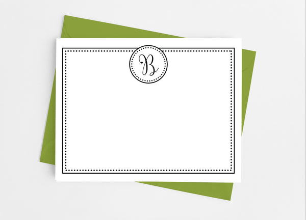 Single Initial Dots Monogram Flat Note Cards - Cathy's Creations - www.candywrappershop.com