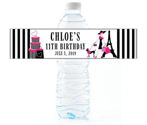 Paris Boutique Water Bottle Labels - Cathy's Creations - www.candywrappershop.com