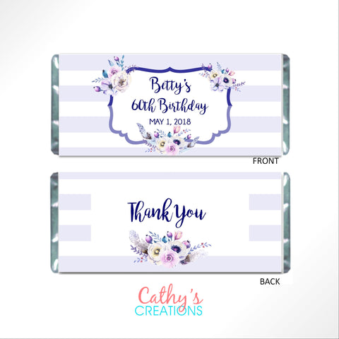 Floral Candy Bar Wrapper - Cathy's Creations - www.candywrappershop.com