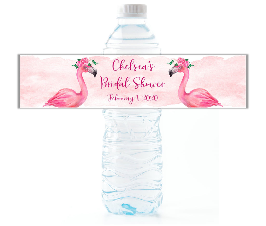 Pink Flamingo Water Bottle Labels - Cathy's Creations - www.candywrappershop.com