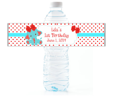 Red Elephant Water Bottle Labels - Cathy's Creations - www.candywrappershop.com