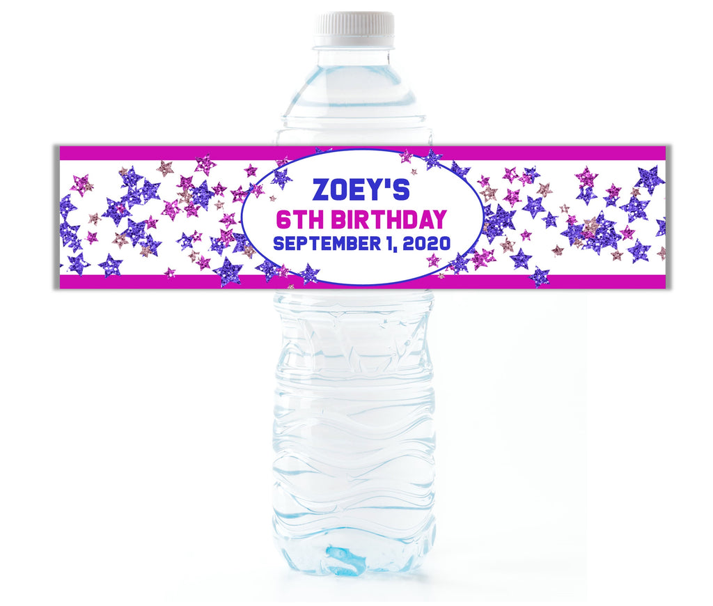 Star Confetti Water Bottle Labels - Cathy's Creations - www.candywrappershop.com