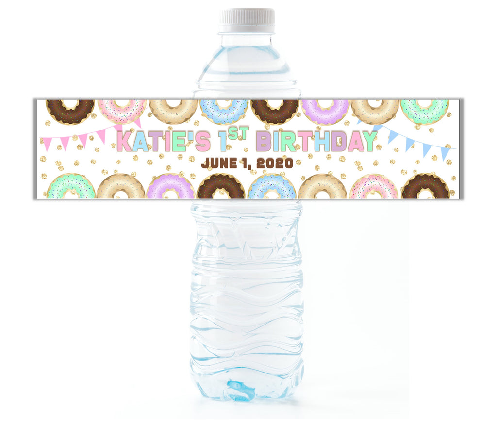 Donut Border Water Bottle Labels - Cathy's Creations - www.candywrappershop.com