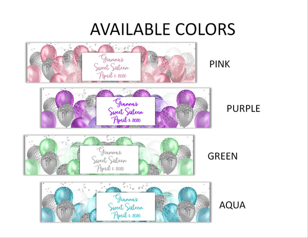Balloon Background Water Bottle Labels - Cathy's Creations - www.candywrappershop.com
