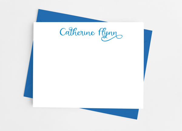 Personalized Stationery Flat Note Cards - Flourish Script - Cathy's Creations - www.candywrappershop.com