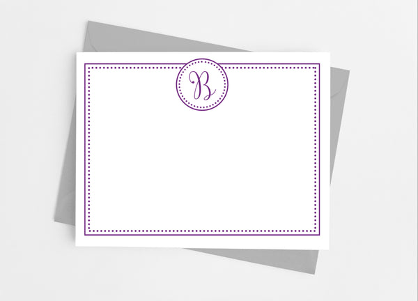 Single Initial Dots Monogram Flat Note Cards - Cathy's Creations - www.candywrappershop.com