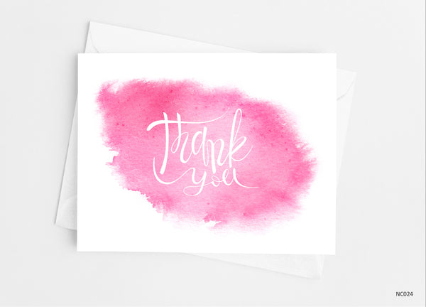 Pink Watercolor Thank You Cards - Cathy's Creations - www.candywrappershop.com