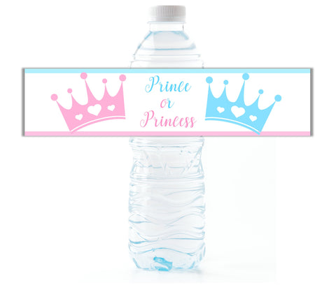 Royal Gender Reveal Water Bottle Labels - Cathy's Creations - www.candywrappershop.com