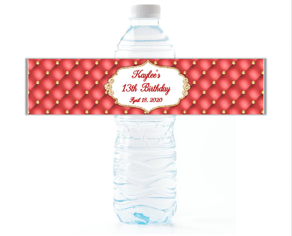 Royal Glamour Water Bottle Labels - Cathy's Creations - www.candywrappershop.com