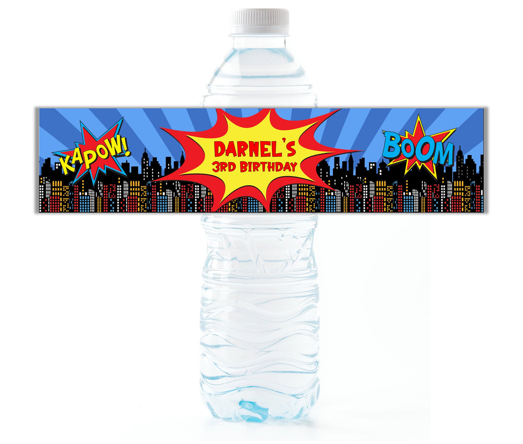 Comic Book Water Bottle Labels - Cathy's Creations - www.candywrappershop.com