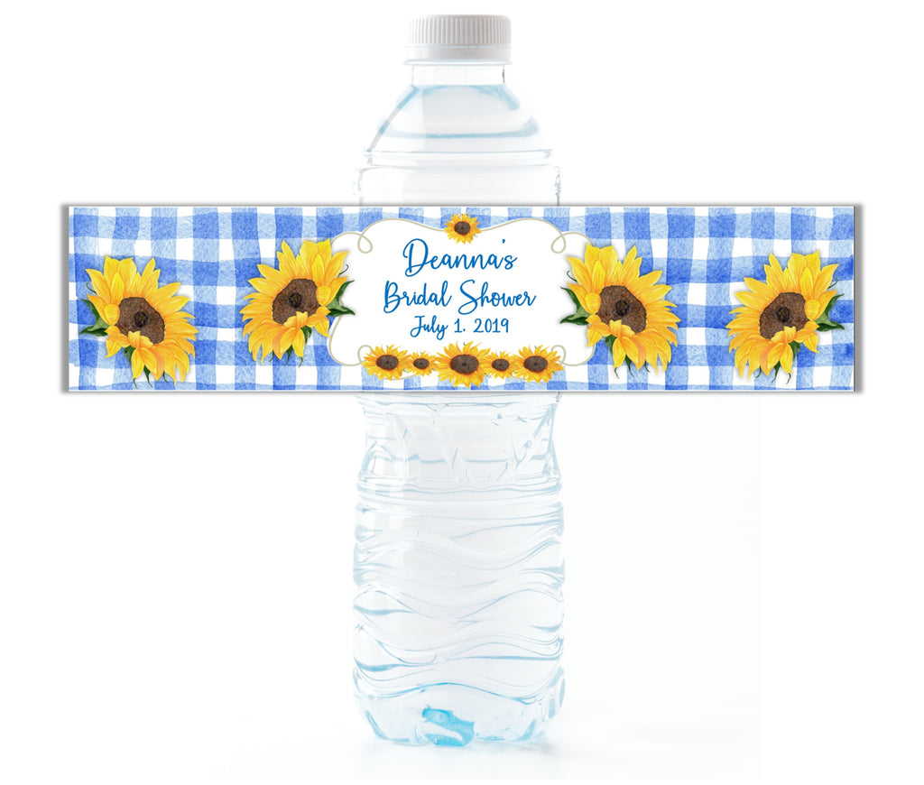 Sunflower Plaid Water Bottle Labels - Cathy's Creations - www.candywrappershop.com
