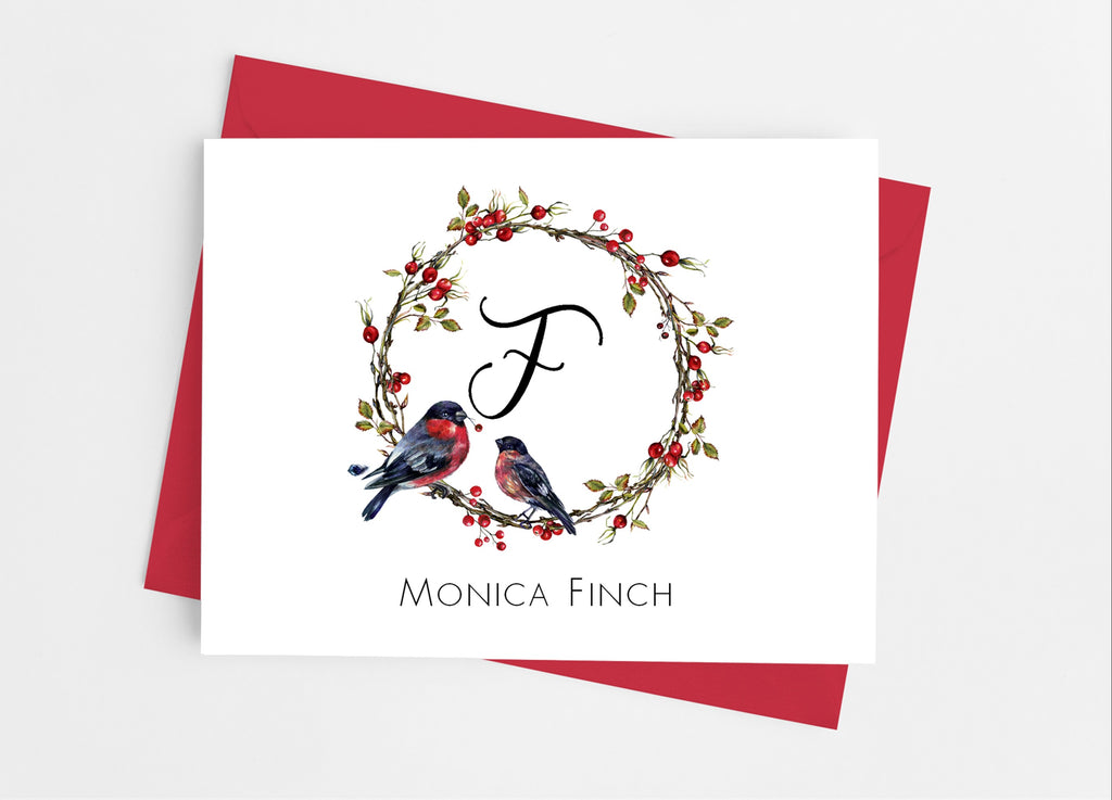 Christmas Bird Monogram Note Cards - Cathy's Creations - www.candywrappershop.com