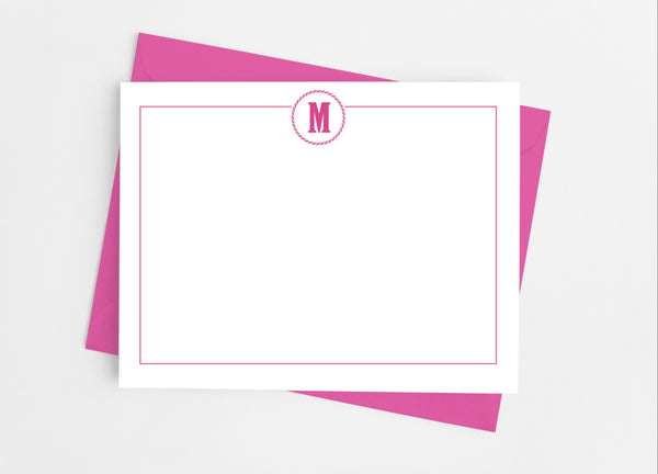 Rope Border Monogram Flat Note Cards - Cathy's Creations - www.candywrappershop.com