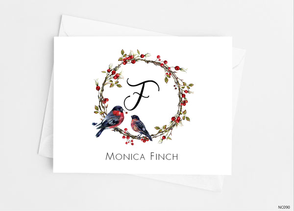 Christmas Bird Monogram Note Cards - Cathy's Creations - www.candywrappershop.com