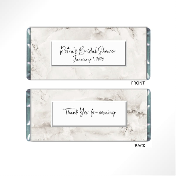 White Marble Candy Bar Wrapper - Cathy's Creations - www.candywrappershop.com