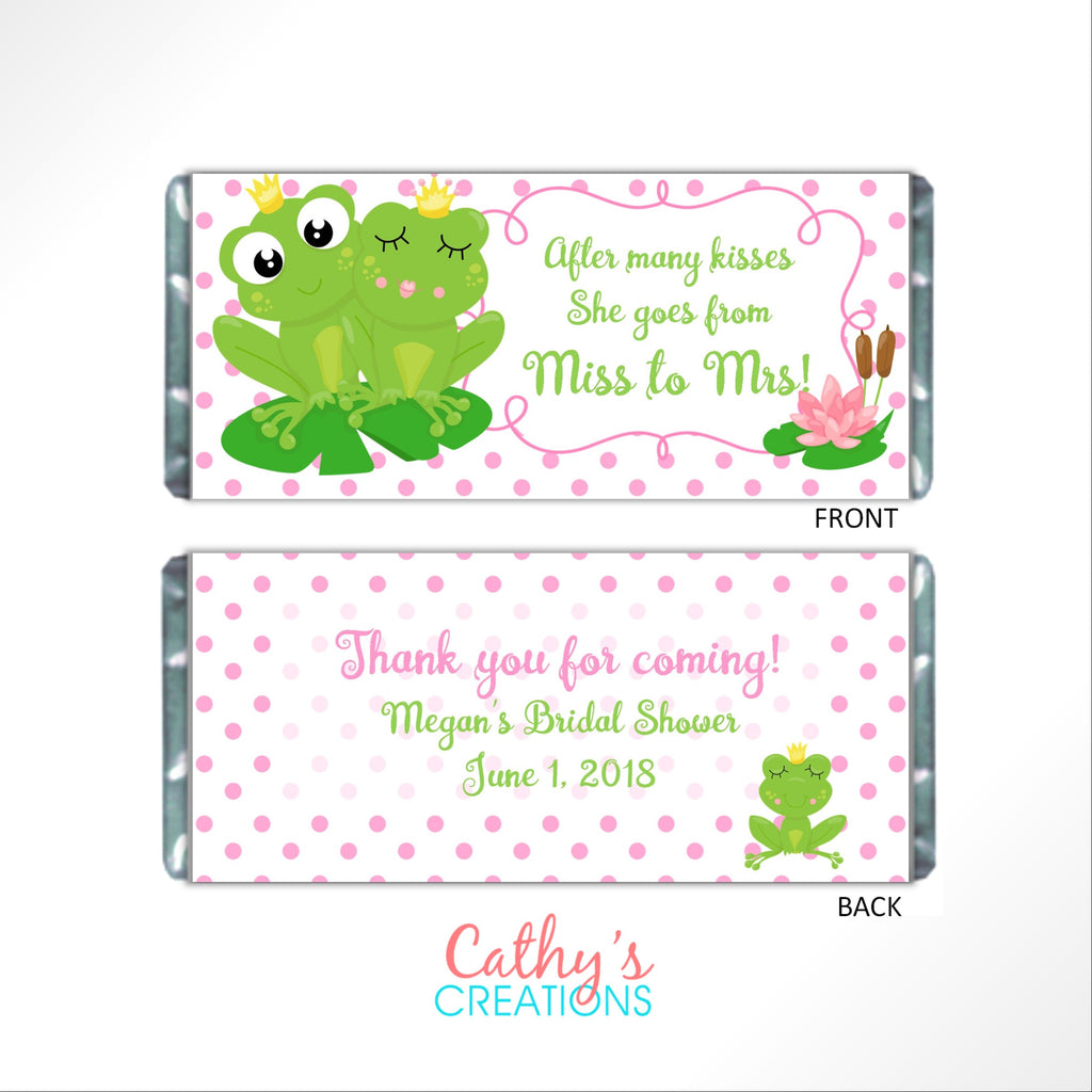 Frog Prince Bridal Shower Candy Bar Wrapper - Cathy's Creations - www.candywrappershop.com