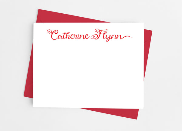 Personalized Stationery Flat Note Cards - Flourish Script - Cathy's Creations - www.candywrappershop.com