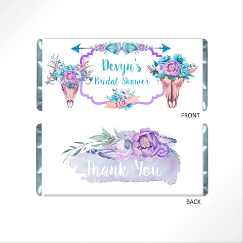 Floral Boho Skull Candy Bar Wrapper - Cathy's Creations - www.candywrappershop.com