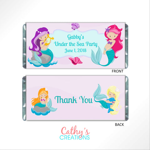 Mermaid Candy Bar Wrapper - Cathy's Creations - www.candywrappershop.com