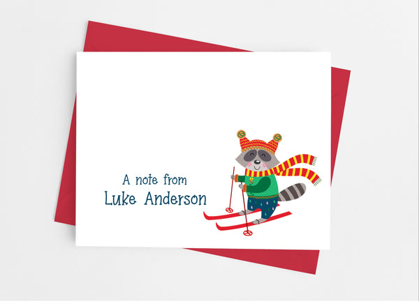 Raccoon Ski Note Cards - Cathy's Creations - www.candywrappershop.com