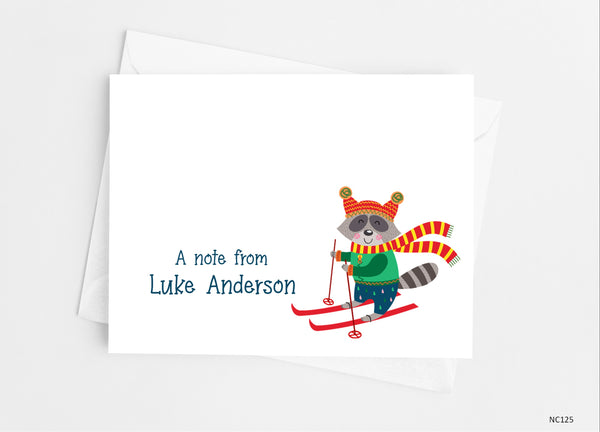 Raccoon Ski Note Cards - Cathy's Creations - www.candywrappershop.com