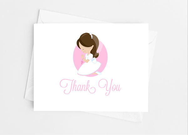 Communion Girl Thank You Cards - Cathy's Creations - www.candywrappershop.com