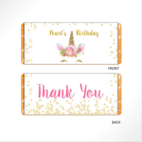 Unicorn Face Candy Bar Wrapper - Cathy's Creations - www.candywrappershop.com