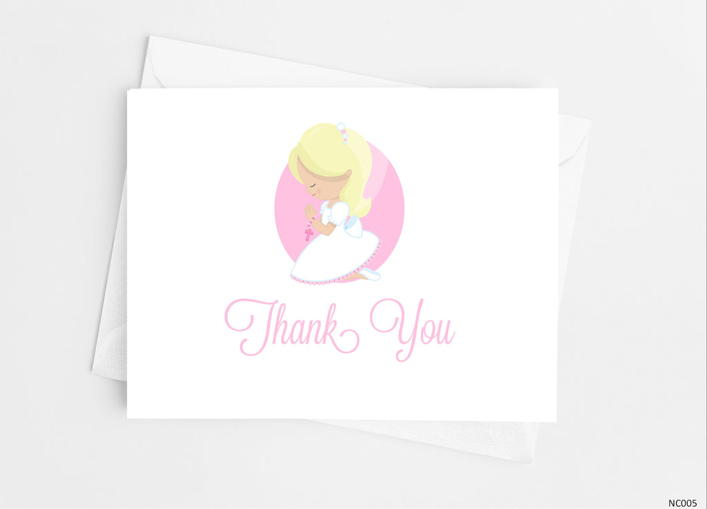 Communion Girl Thank You Cards - Cathy's Creations - www.candywrappershop.com