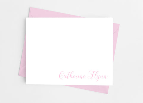 Personalized Stationery Flat Note Cards - Flourish Script - Cathy's Creations - www.candywrappershop.com