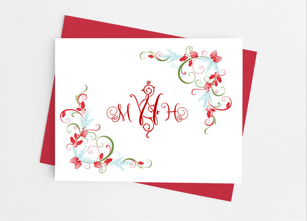 Christmas Monogram Note Cards - Cathy's Creations - www.candywrappershop.com