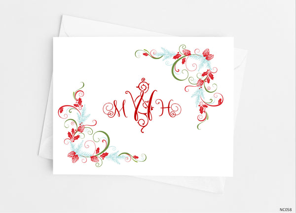 Christmas Monogram Note Cards - Cathy's Creations - www.candywrappershop.com