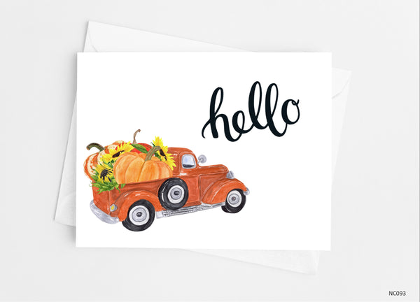 Pumpkin Pick Up Truck Note Cards - Cathy's Creations - www.candywrappershop.com