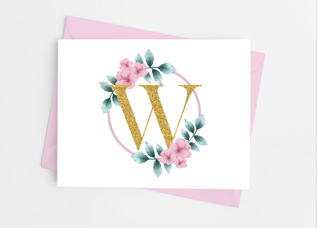 Floral Single Initial Note Cards - Cathy's Creations - www.candywrappershop.com
