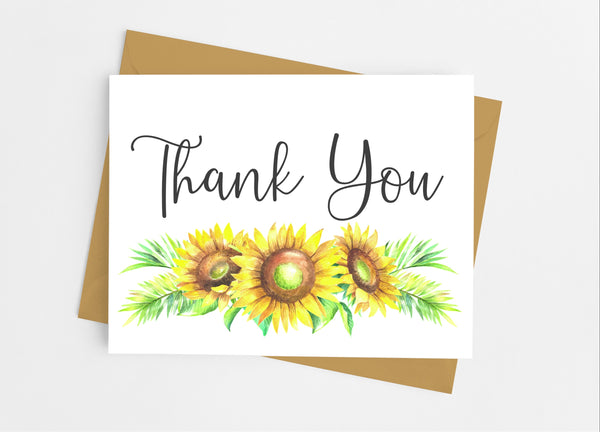 Sunflower Thank You Cards - Cathy's Creations - www.candywrappershop.com