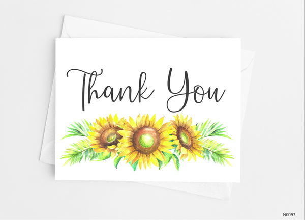 Sunflower Thank You Cards - Cathy's Creations - www.candywrappershop.com