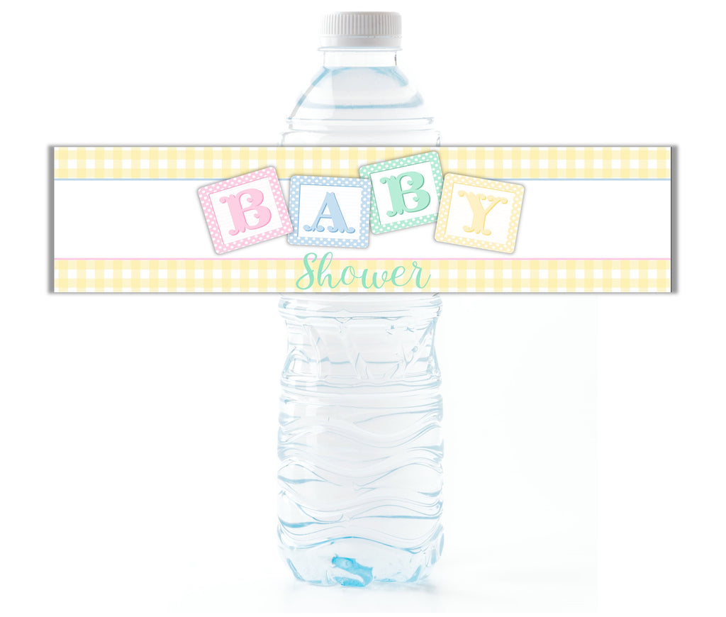 Baby Shower Water Bottle Labels - Cathy's Creations - www.candywrappershop.com