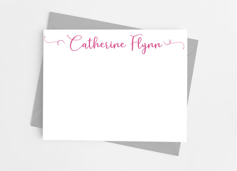Personalized Stationery Flat Note Cards - Playful Flourish Script - Cathy's Creations - www.candywrappershop.com